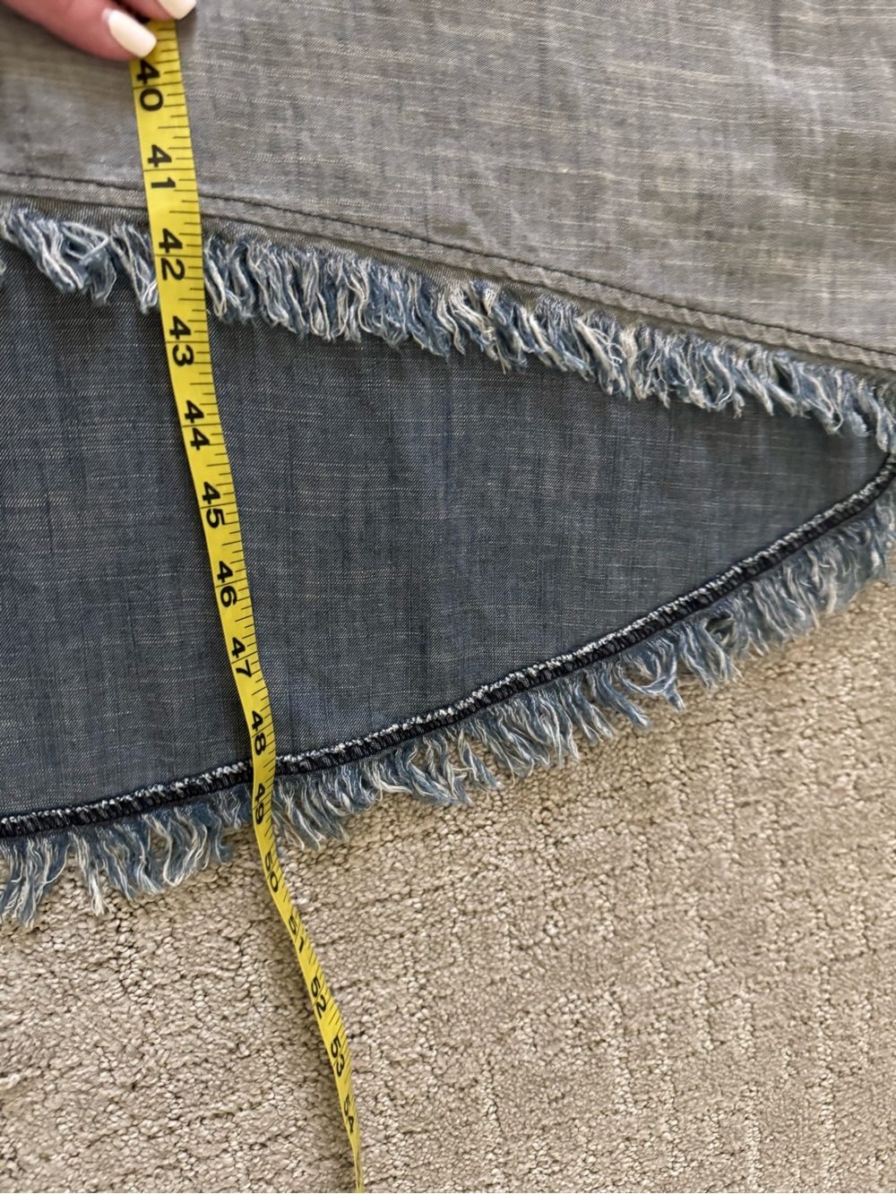 Trina Turk Phlox Chambray Two-Tone Fringe Sleeveless High-Low Dress Size XS - Picture 8 of 10